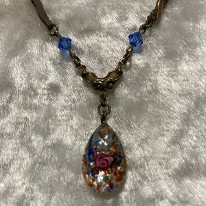 ☘️SADIE GREEN RARE Signed Antique Brass Art Deco Necklace